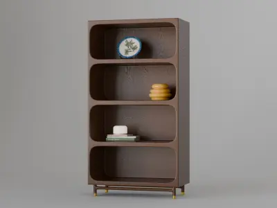 Rounded Wooden Book Shelf 3D model