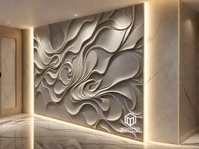 modern panel wall decor set wall relief mural CNC 126 3D model