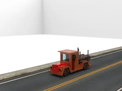 two-tracks jeep and truck Low-poly 3D model