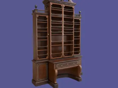 Antique Victorian Bookcase Low-poly 3D model