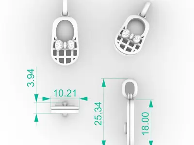 Diamond Bow Baby Charm Jewelry 3D print model