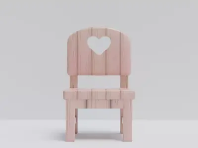 wooden childrens chair Low-poly 3D model