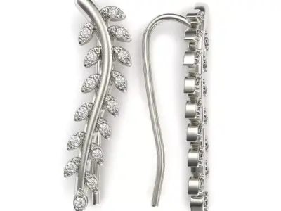 G0140 pair of earrings with leaves and diamonds 3D print model