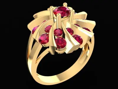 Luxury Flower Diamond Ring for Women 1706 3D print model