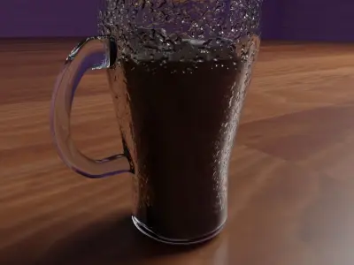 Coke glass with a Straw and Ice Cubes  Free low-poly 3D model