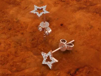 Diamond Jewelry Star Earring 3D print model