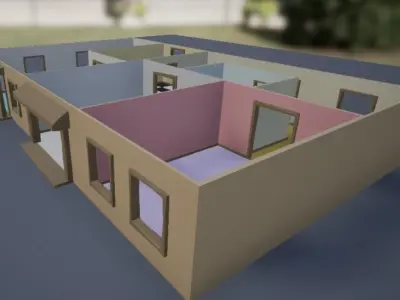 Simple Low Poly House Complete Kit Low-poly 3D model