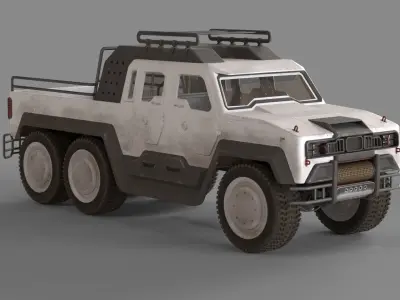 Sci-fi Jeep Low-poly 3D model