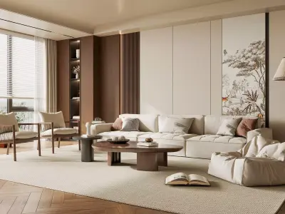 Modern living room 3D model 3D model