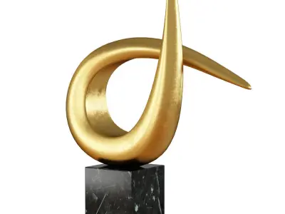Modern table sculpture gold black 3D model