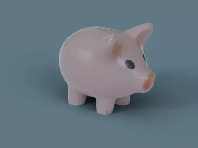 Piggy Bank low poly 3D model PBR 3D model