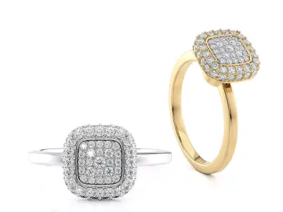 Engagement ring Cusion head shape  Printable model 3D print model