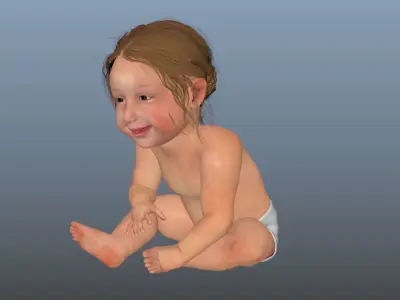 Baby boy and girl 3D model