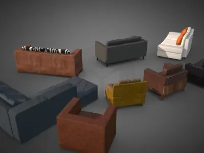 Armchairs Pack Low-poly 3D model