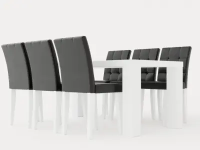 Cibus Food Group 180 Cm With 6 Viktor Chair White Black Low-poly 3D model