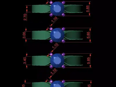 Round 0-75-CT 4 Shank Width Flat Profile 3D Model Pack