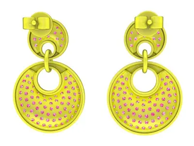 6087 Korean Luxury Diamond Earrings 3D print model