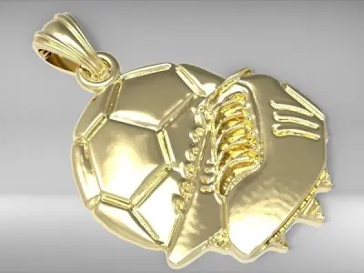 Soccer Shoe and Ball Pendant Necklace Jewelry  3D print model