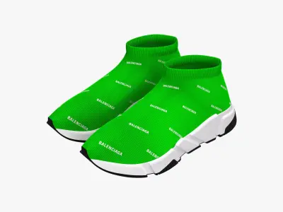 Balenciaga Speed Trainers Low Green 3D model