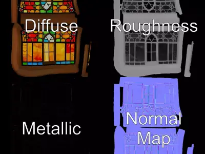 Vibrant Stained Glass Window model pack Low-poly 3D model