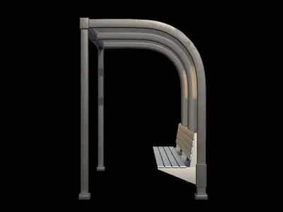 Game Ready Bus Stop 22 Low-poly 3D model