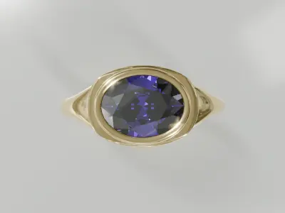 Eternal Elegance Gold Oval Ring -  3D print ready Free 3D print model