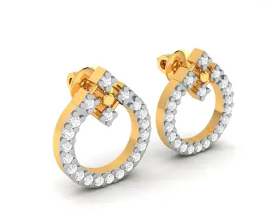 Earrings-3080 diamond hoop earring gold 3D print model