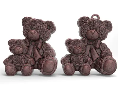 rose teddy cute pentant  3D print model