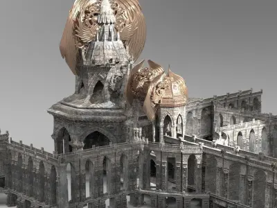 Steampunk Medieval Tower Bridge 3 kit bash 3D model