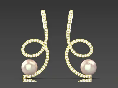 luxury pearl earring pe0019 3D print model