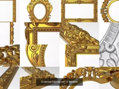 5 carved frames set 3D Model Pack 3