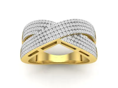 AV 498 Diamond Ladies Crossover Swirl Band Stackable Ring  3D print model