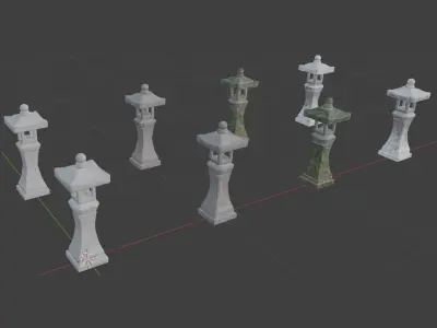 Pagoda Stone Statue Low-poly 3D model
