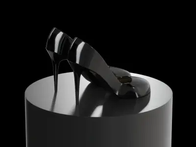 High Heels Black Low-poly 3D model