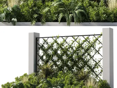 Outdoor garden plant set 153 - Ivy on Fence Low-poly 3D model