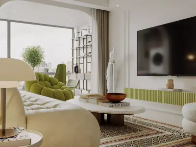 Modern living room dining room interior scenes 353 3D model