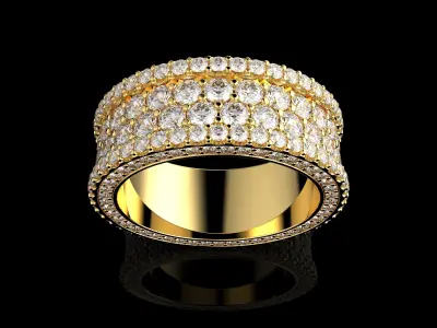 Luxury Gold Diamond Ring 3D Model  High Quality Jewelry Asset 3D print model