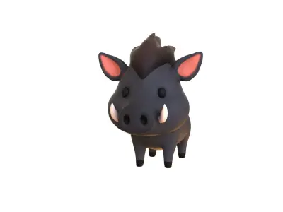 Cartoon Wild Boar Animal 03 Low-poly 3D model