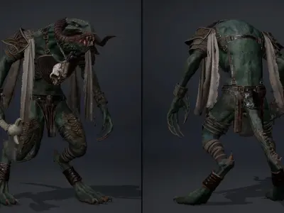 Ghost Barbarian Arm1 Low-poly 3D model