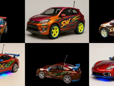 Controled Car bundle 14 pack 100 glb 3D model