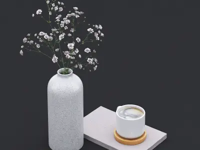 White Wild Flowers I 3D model