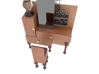 dressing table with chair and perfume glasses  3D model