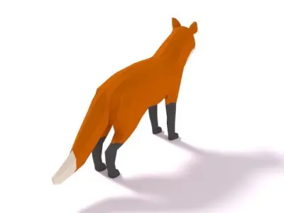 Low Poly Cartoon Fox Low-poly 3D model