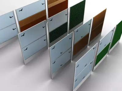 Road car noise barrier set 3D model