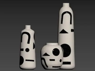 Set 3 Funky Vase 3D model
