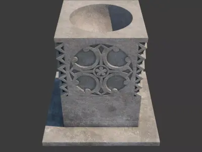 Church Furniture - Stone Baptismal Font 05 3D model