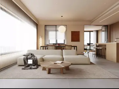 Modern Elegance3D LivingDining  Bedroom Spaces 3D model