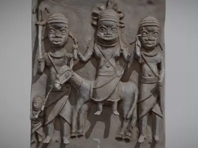 Ama Relief Plaque with Oba Low-poly 3D model