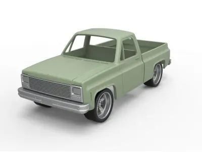 Shell 1980 Chevrolet C10 with style grid Scale 1 to 25 3D print model
