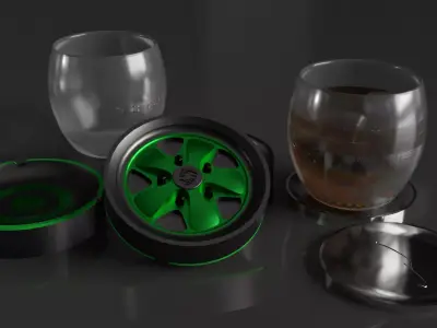PORSCHE CARRERA INSPIRED ASHTRAY AND COASTERS SET 3D model